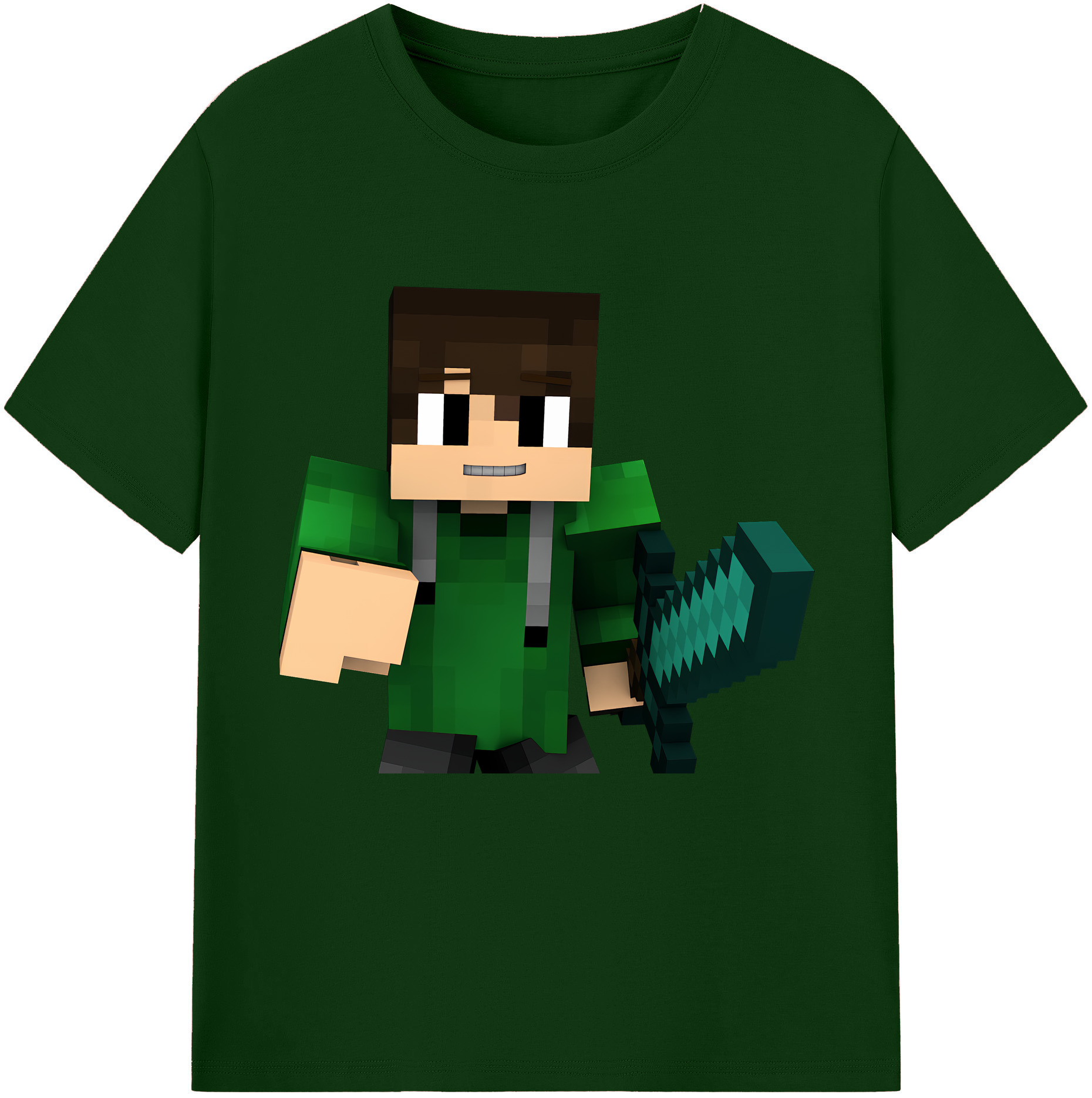 （画像用） マインクラフト ブロックの世界 Minecraft MC Block world 綿100％半袖Tシャツ（フロントプリント）